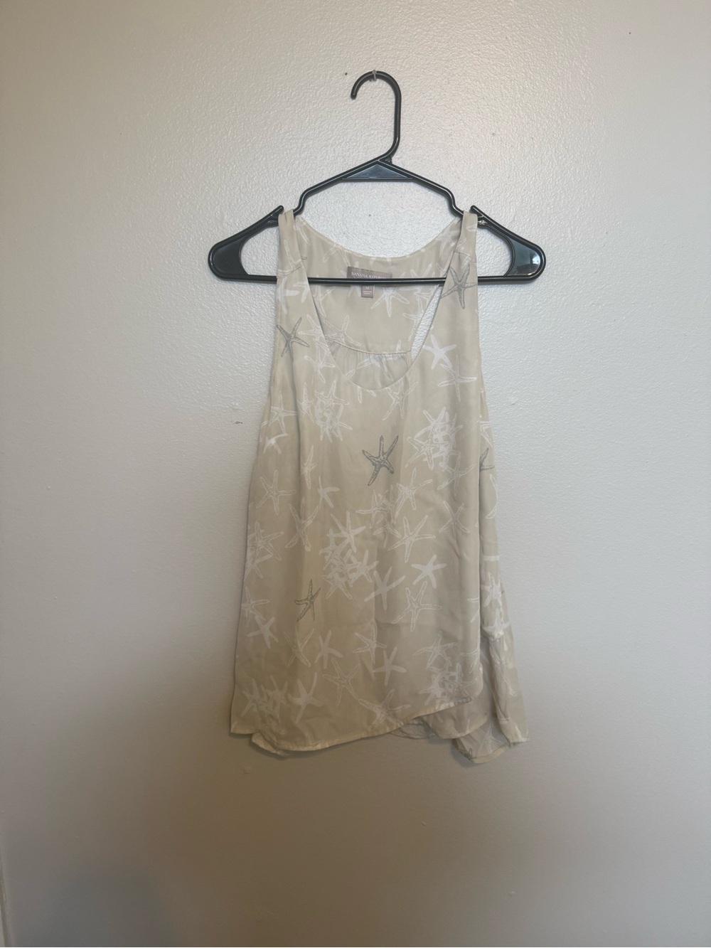 Banana Republic Beige Tank Top with White Starfish Print